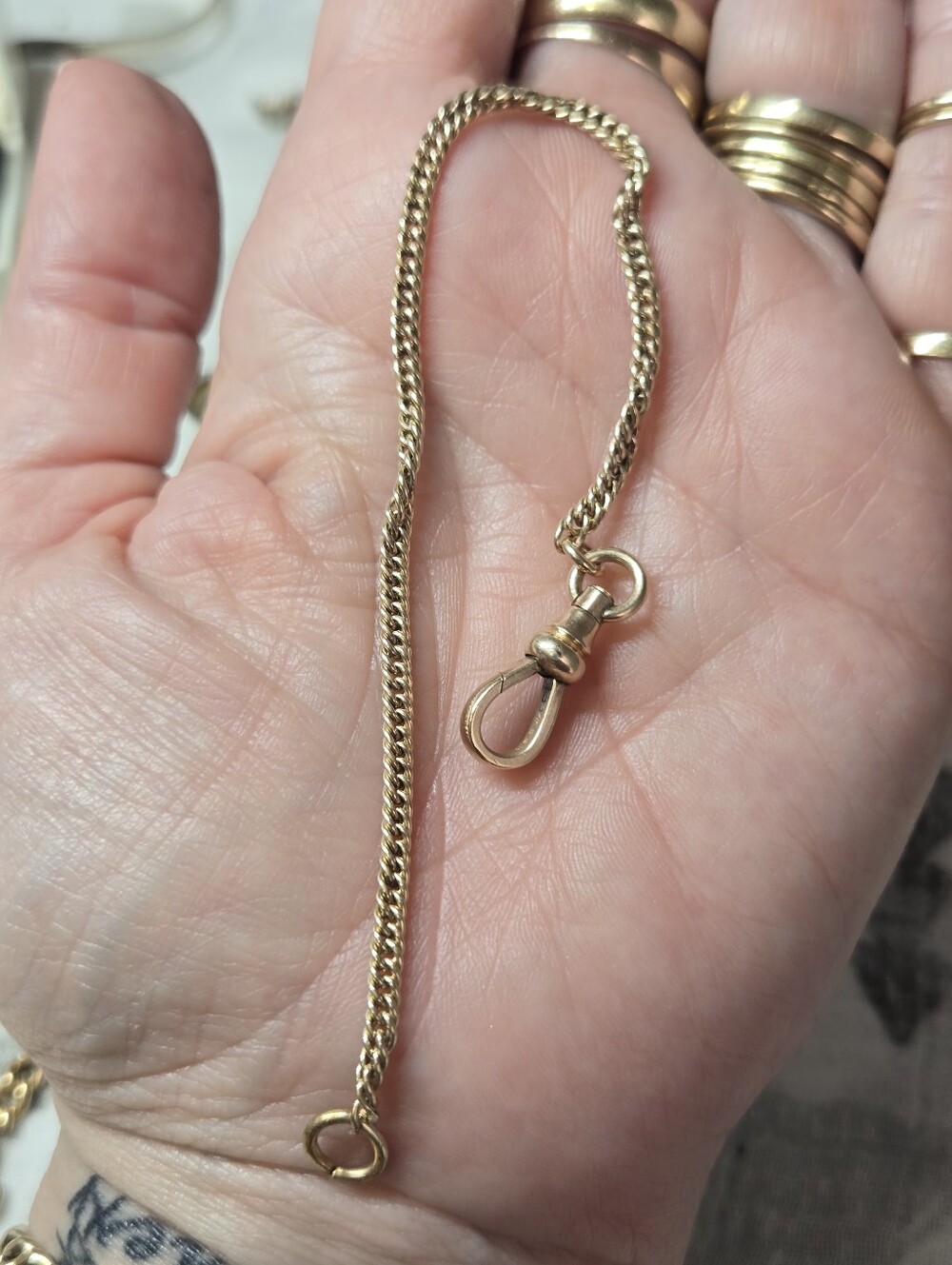 Victorian Gold Filled Watch Chain Bracelet with Swivel Clasp